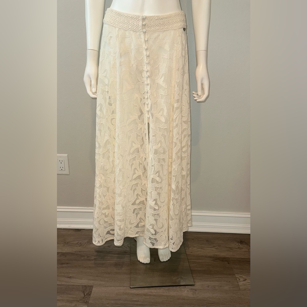 Z&L Europe Free People Natural Lace Boho Maxi Beach Skirt S View 4